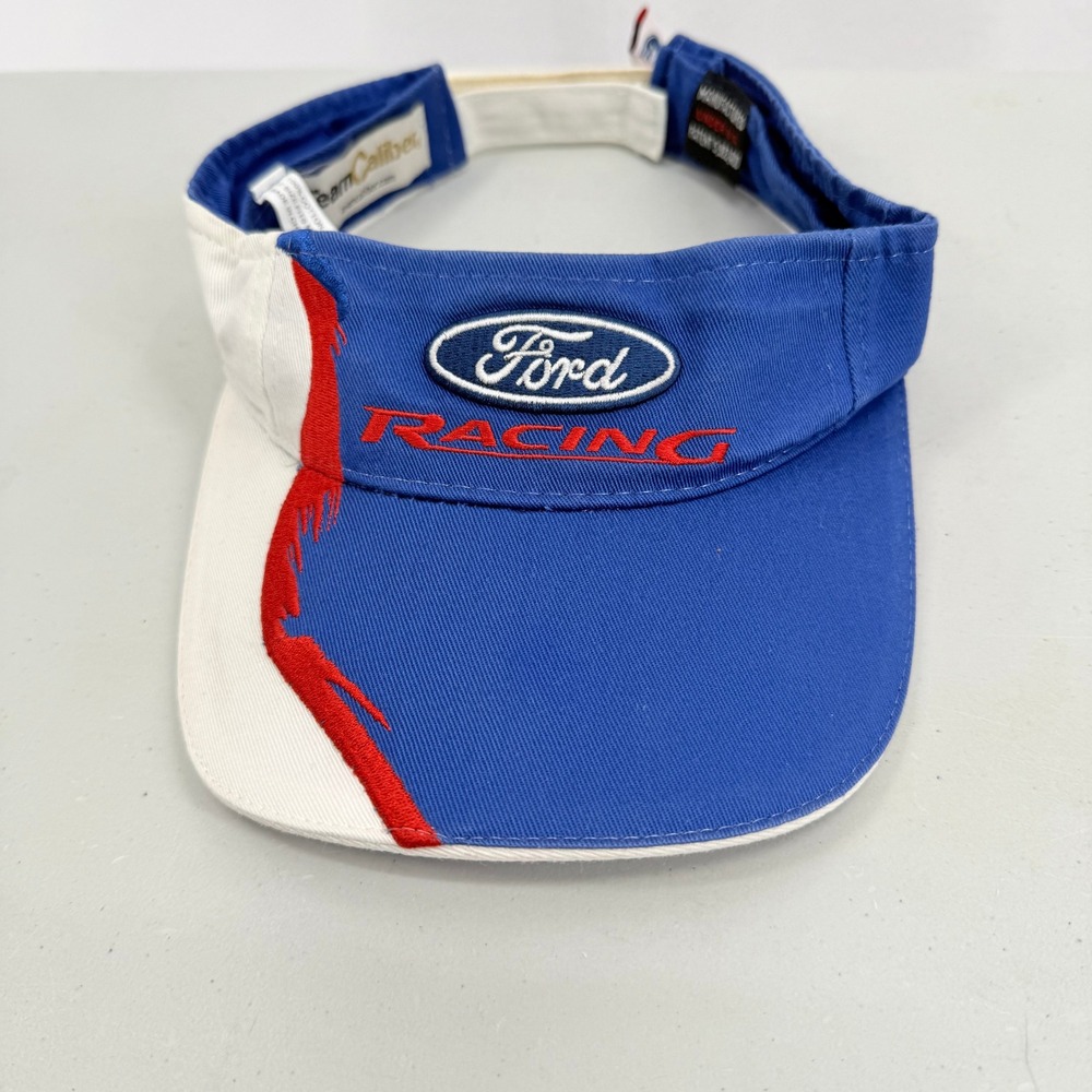 Ford Racing Sun Visor Mens OSFA Blue White Red Embroidered‎ Adjustable Nascar